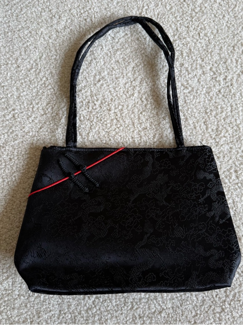 Asian inspired jacquard style shoulder bag